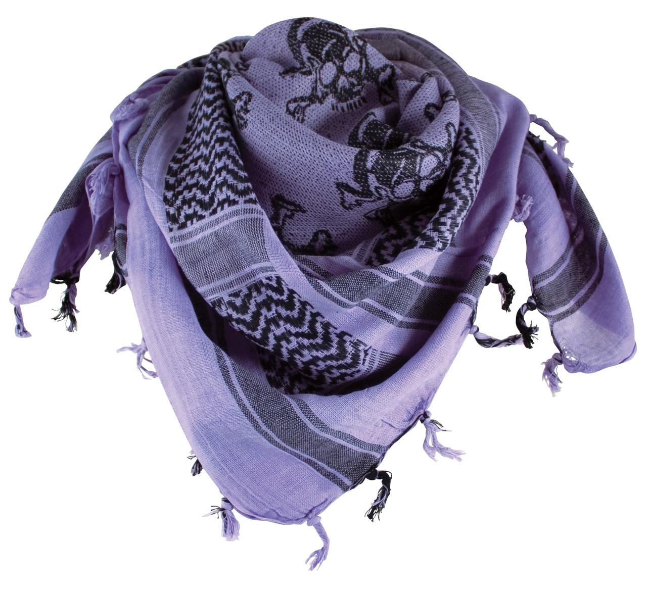 70-28 Tactical Shemagh - Skull w/Crossbones - Purple/Black