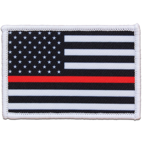 AMERICAN FLAG EMBROIDERED PATCH VELCRO backed US BLACK RED United States