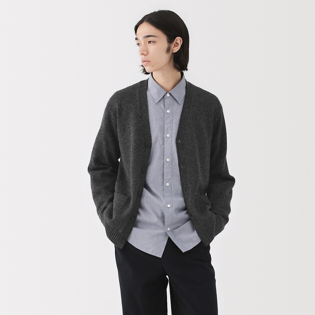 Herren Strick‐Cardigan mit V‐Ausschnitt, Größe M MUJI