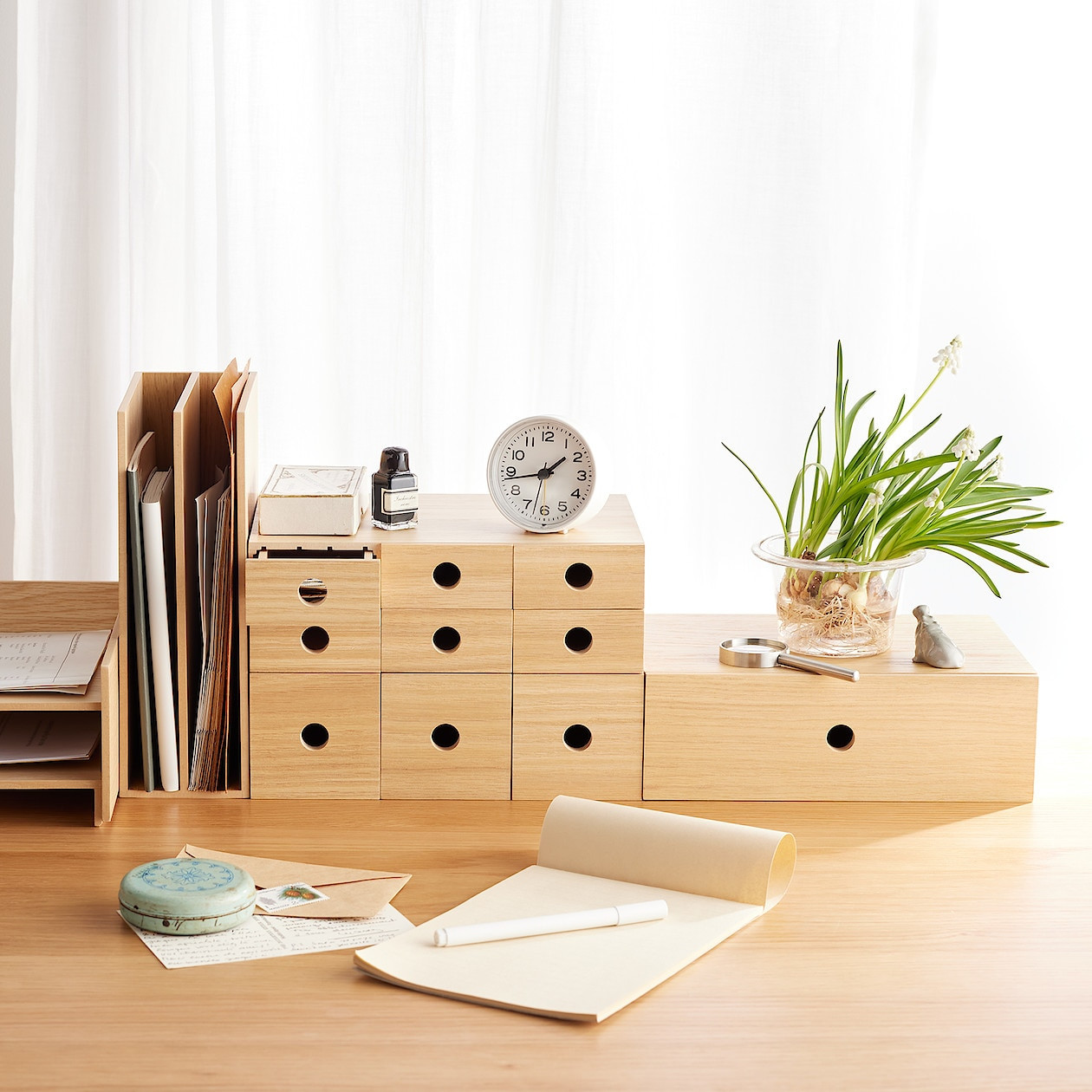 Aufbewahrungsbox aus Holz, 3 Schubladen | MUJI