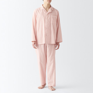 Pyjama ohne Seitennähte mit Doppelgaze‐Langarmkragen