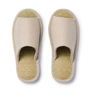 Vorne offene Igusa‐Pantoffeln aus Leinen
