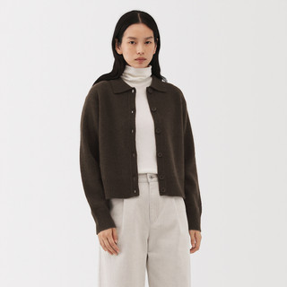 Damen‐Strickjacke aus Yak und Wolle mit Kragen