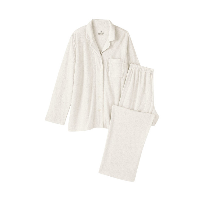 Damen-Pyjama-Set aus Doppelstrick mit langen Ärmeln