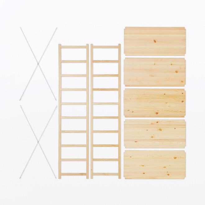 Regal aus Kiefernholz, breit, L