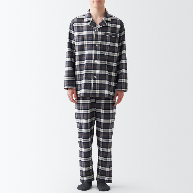 Flanell‐Pyjama ohne Seitennähte 18174