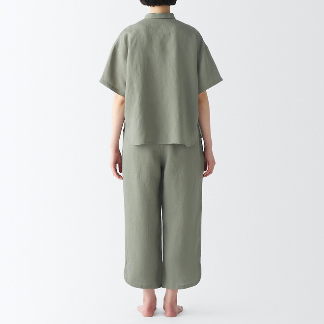 Kurzärmeliger Pyjama aus Lyocell‐Leinen‐Mischung