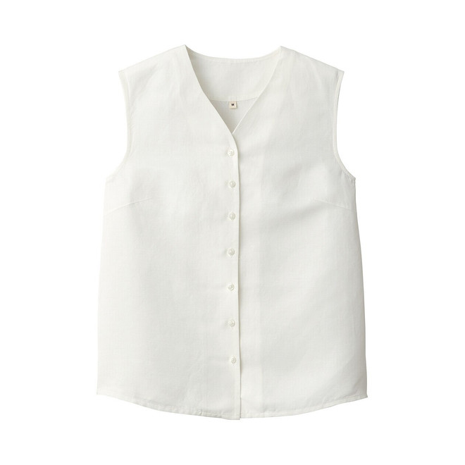 Ärmellose Damenbluse aus Leinen und Seide