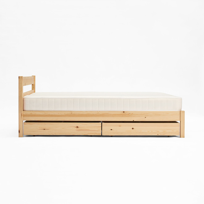 Unterbett‐Schublade aus Kiefernholz mit Trennwand