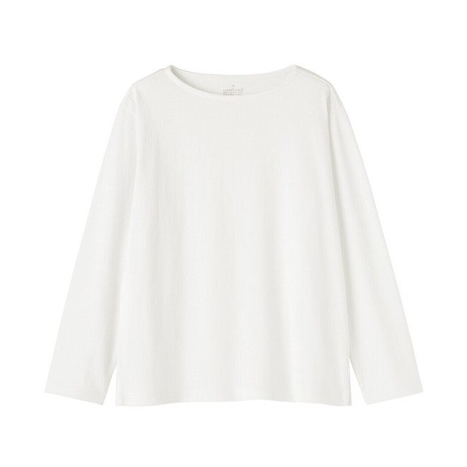 Damen Langarm‐T‐Shirt mit U‐Boot‐Ausschnitt aus dicker Baumwolle