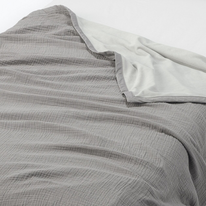 Wendedecke aus Baumwollgaze und Velours  Doppelbett