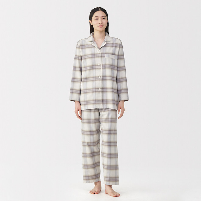 Damen Flanell‐Pyjama ohne Seitennähte