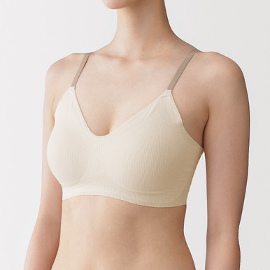 MUJI | Damen Soft Touch Ripp-Comfort-BH Schwarz M