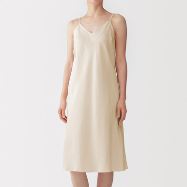 MUJI | Damen-Etuikleid aus Lyocell-Satin Dunkelmarine M