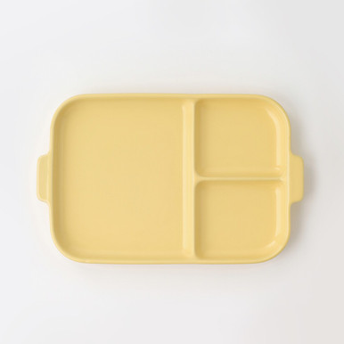 MUJI | Steingut-Teller mit Aufteilung - 27,5 x 17,5 cm, Hellgelb