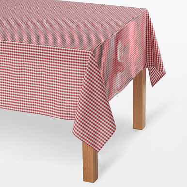 MUJI | Tischdecke aus garngefärbter indischer Baumwolle - rechteckig Rot Kariert