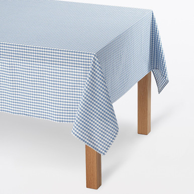 MUJI | Tischdecke aus garngefärbter indischer Baumwolle - rechteckig Off-White/Blau