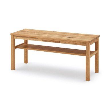 MUJI | Massivholzbank mit integriertem Stauraumregal