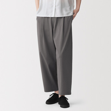 MUJI | Damen-Hose aus glattem Ponte-Stoff mit bequemer Passform und schmal zulaufendem Bein Elfenbein M