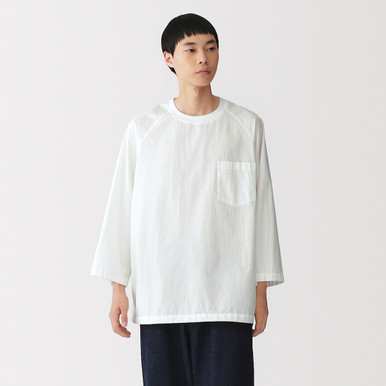 MUJI | Herren Langarm-Shirt aus Bio-Baumwolle mit Cool-Touch-Effekt Weiß S