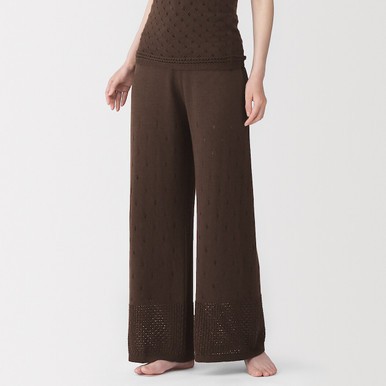 MUJI | Damenhose aus Bio-Baumwolle mit durchbrochenem Strickmuster Elfenbein XS