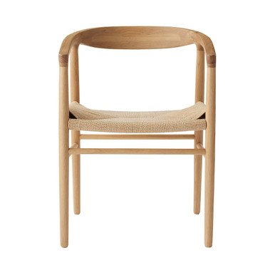 MUJI | Esszimmerstuhl aus massiver Eiche mit Armlehnen und Sitzfläche Papier-Cord