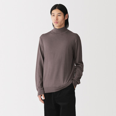 MUJI | Herren-Langarmshirt aus wärmendem, angerautem Material Mittelgrau S