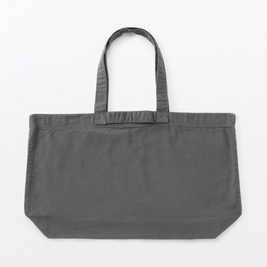 MUJI | Breite Tragetasche aus Bio-Baumwolle Mittelgrau