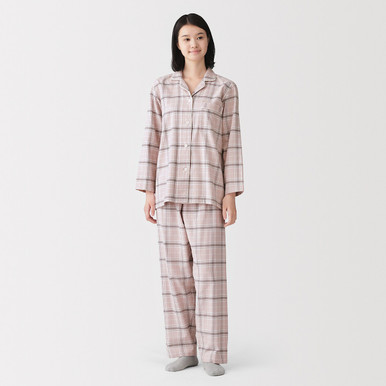 MUJI | Damen-Pyjama-Set aus Bio-Baumwollflanell Elfenbein XS