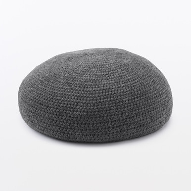 MUJI | Strick-Baskenmütze aus Wollmischung Grau 57.5 - 59 cm