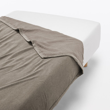MUJI | Wendedecke aus Baumwollgaze und Velours – Double Grau Doppelbett
