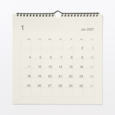 MUJI | 2027 Wandkalender aus Bagasse-Papier – 27 cm, quadratisch