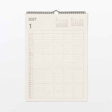 MUJI | 2027 Familien-Wandkalender aus Bagasse-Papier – A3