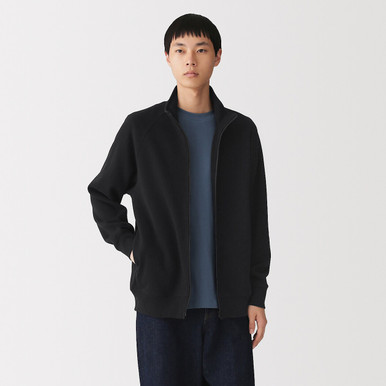MUJI | Herren-Reißverschluss-Jacke aus Doppelstrick Rauchblau S