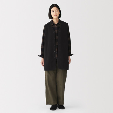 MUJI | Damen-Langweste aus recyceltem Polyester-Fleece Mokkabraun L