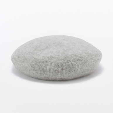 MUJI | Baskenmütze aus mongolischem Kaschmir und Wolle Hellgrau 55 - 59 cm