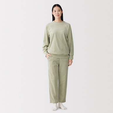 MUJI | Damen-Loungewear-Set aus Bio-Baumwollvelours Anthrazitgrau XS