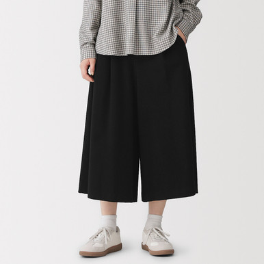 MUJI | Damen-Culotte aus angerautem Jersey mit Plissee Grau XS