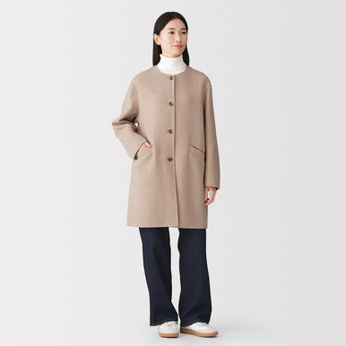 MUJI | Damen-Midimantel aus Doubleface-Wollmischung Schwarz S
