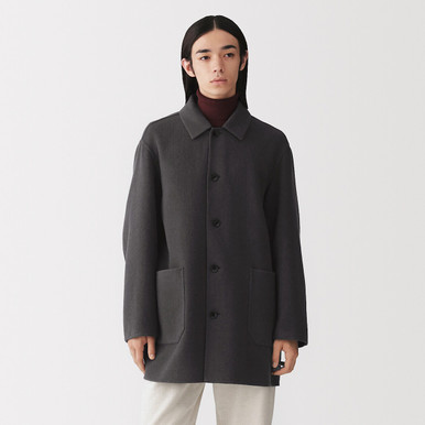 MUJI | Herren-Mantel aus Doubleface-Wollmischung, mittellang Dunkelgrau S