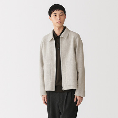MUJI | Herren-Jacke aus Doubleface-Wollmischung mit Reißverschluss Grau XS