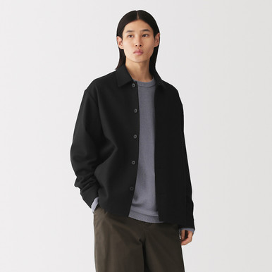 MUJI | Herren-Jacke aus angerautem Jersey mit einreihigem Verschluss Schwarz L
