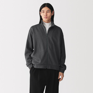MUJI | Herren-Fleecejacke aus recyceltem Polyester mit Reißverschluss Dunkelgrau S