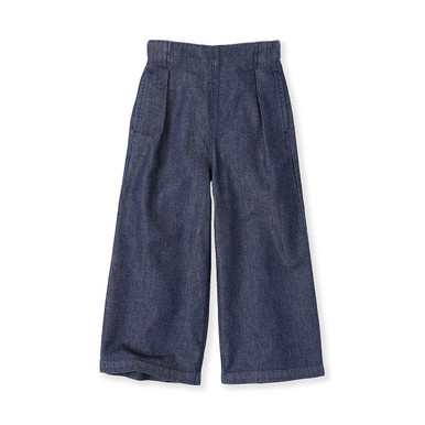 MUJI | Kinder-Denim-Hose mit weitem Bein aus leichtem Bio-Baumwollstoff Blau 7-8 Jahre (130 cm)