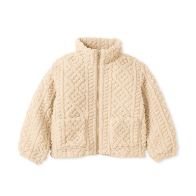 MUJI | Kinderjacke aus recyceltem Boa-Fleece mit Aranmuster Dunkelgrau 3-4 Jahre (110 cm)