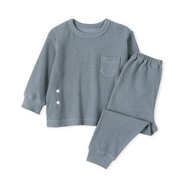 MUJI | Baby-Loungewear-Set mit langen Armen aus Waffelstrick Hellgrün 12-24 meses