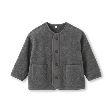 MUJI | Baby-Strickjacke aus recyceltem Polyester-Fleece Anthrazitgrau 18-24 Monate (90 cm)