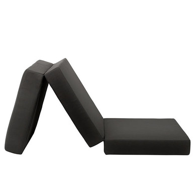 MUJI | Pouf‐Hocker mit Gästematratze, Filzbezug Anthrazitgrau