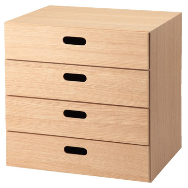 MUJI | Stapelbarer Kasten mit 4 schmalen Schubladen, Eiche