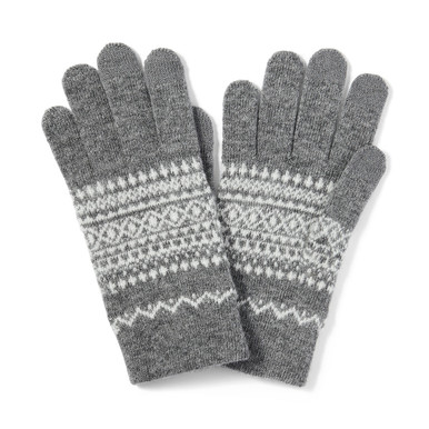 MUJI | Unisex Touchscreen-Handschuhe aus Merinowoll-Mix mit gebürstetem Futter und Jacquard-Muster Beige